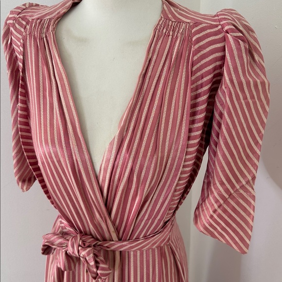 Antique Candy Striped Pink As Is Dressing Robe - Picture 3 of 10